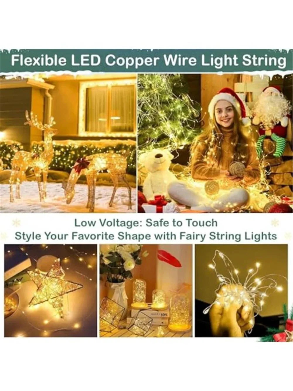 Warm White Copper Wire Fairy Lights 99ft LED String Lights Remote Timer Dimmable